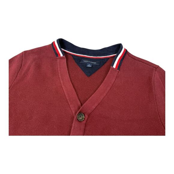 Tommy Hilfiger Men's Red Cardigan Sweater Size S Classic Nautical V Neck Preppy - Picture 10 of 12